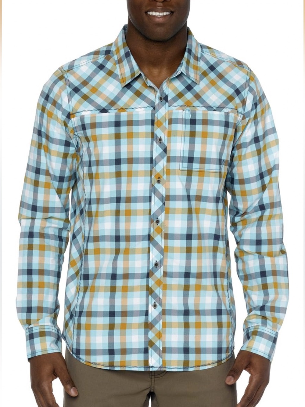 PrAna Zeven Slim Fit Moisture-Wicking Button Down Shirt w/SPF- Mens MEDIUM *NEW*